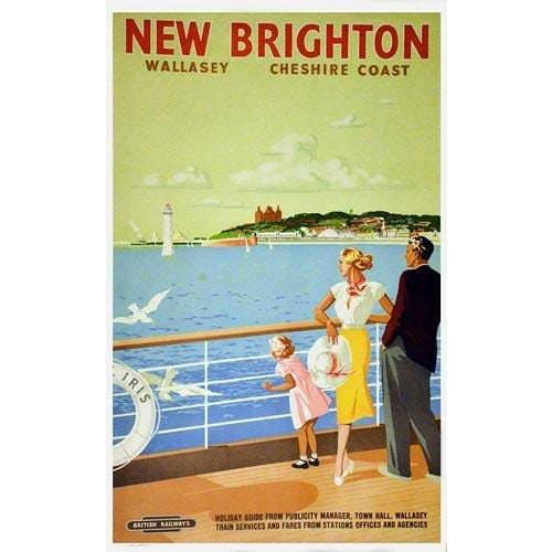 Vintage British Rail New Brighton Railway Poster A3 Print - 
