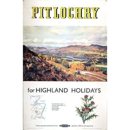 Vintage British Rail Pitlochry Railway Poster A3/A4 Print - 