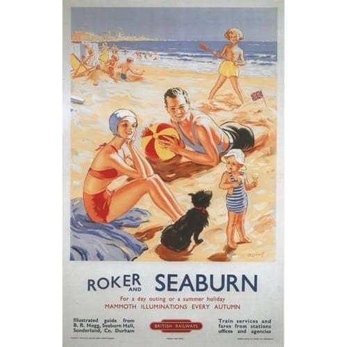 Vintage British Rail Roker Seaburn Sunderland Railway Poster