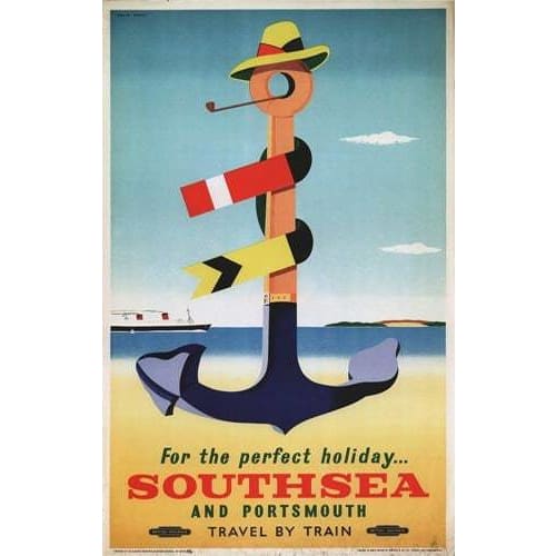 Vintage British Rail Southsea and Portsmouth Railway Poster 