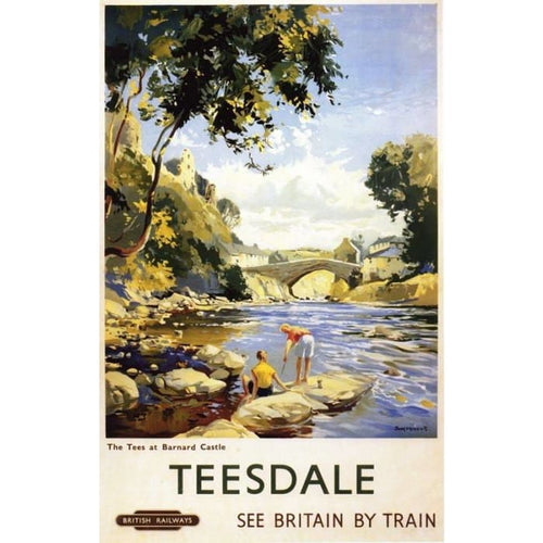 Vintage British Rail Teesdale Barnard Castle Railway Poster 