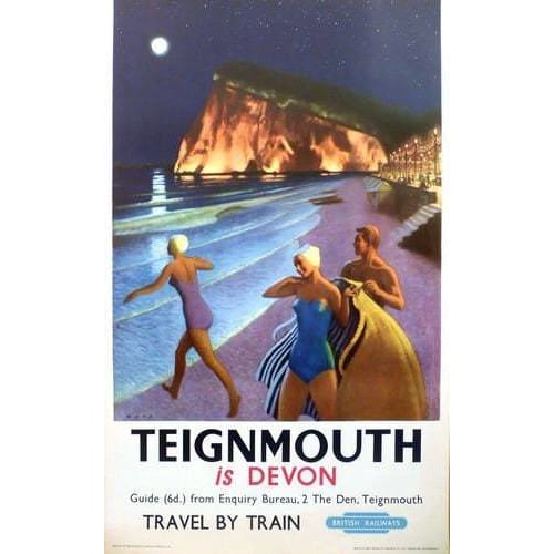 Vintage British Rail Teignmouth Devon Railway Poster 