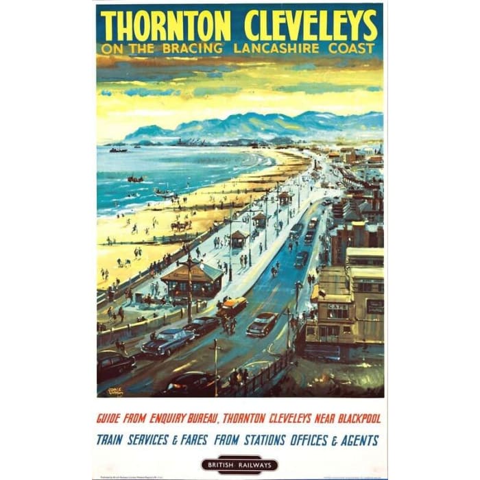 Vintage British Rail Thornton Cleveleys Railway Poster Print