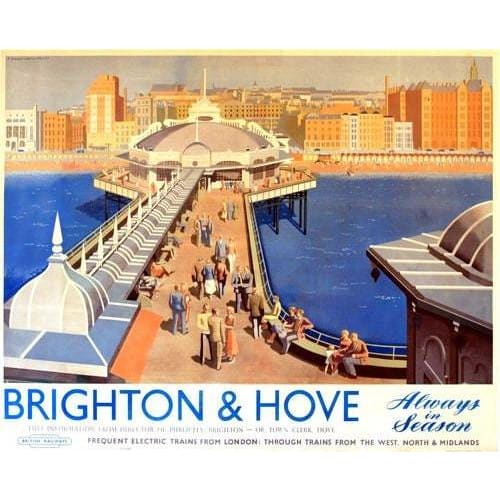 Vintage British Rail West Pier Brighton Railway Poster A3/A4