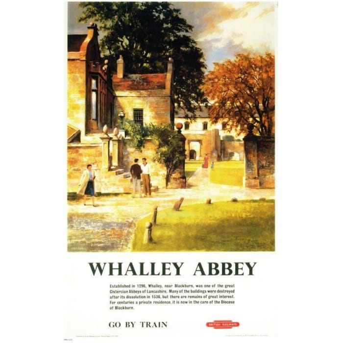 Vintage British Rail Whalley Abbey Lancashire Railway Poster