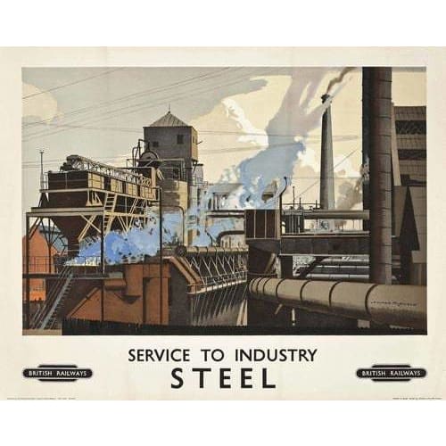Vintage British Steel Industry British Rail Railway Poster 