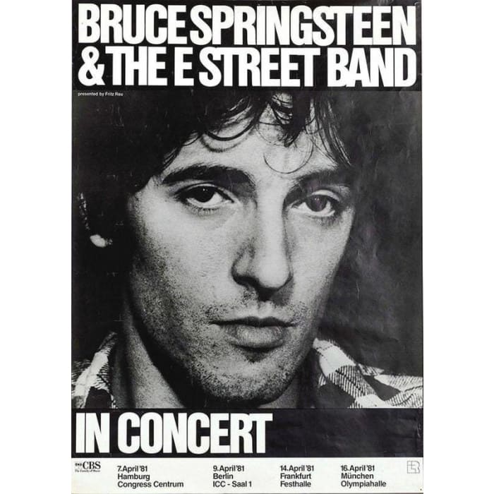 Vintage Bruce Springsteen 1981 German Tour Poster Print 