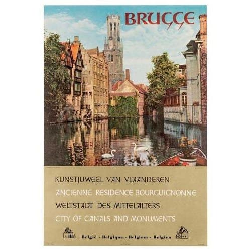Vintage Brugge Belgium Tourism Poster A3 Print - A3 - 