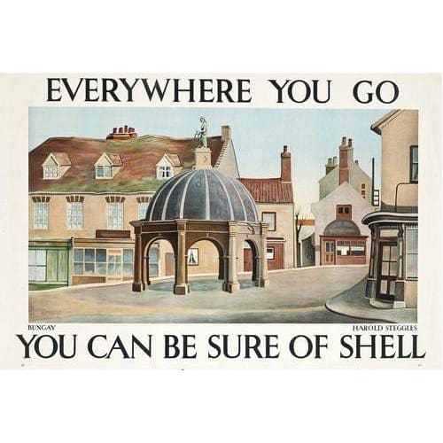 Vintage Bungay Suffolk Shell Oil Travel Poster A3/A2/A1 