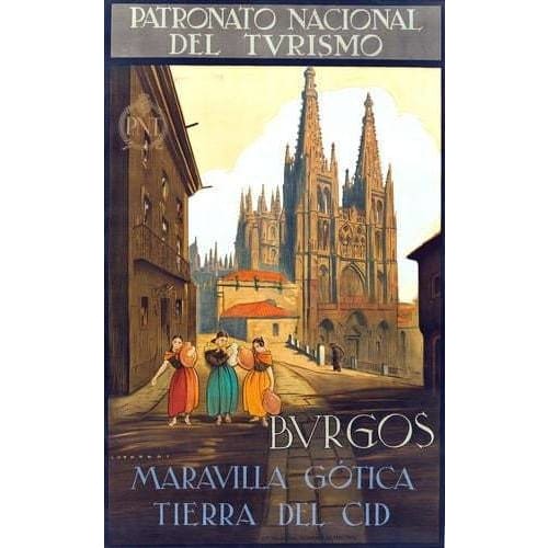 Vintage Burgos Cathedral Spain Tourism Poster A3/A4 Print - 