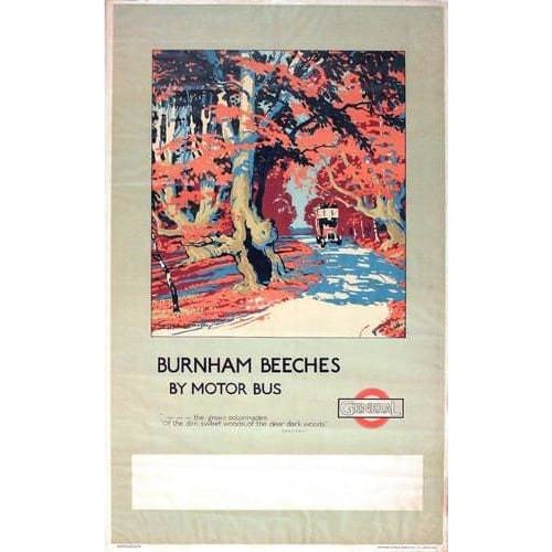 Vintage Burnham Beeches Buckinghamshire Local Bus Poster A3 