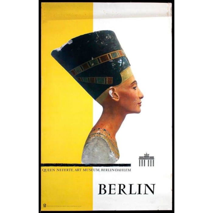 Vintage Bust of Nefertiti Berlin Museum Tourism Poster Print