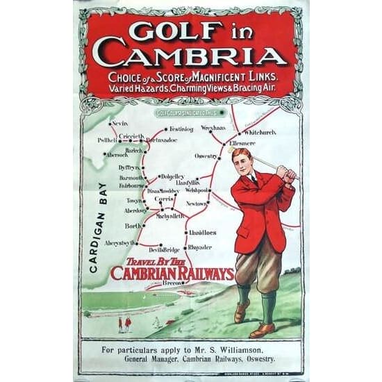 Vintage Cambrian Railways Golf In North Wales Railway Poster