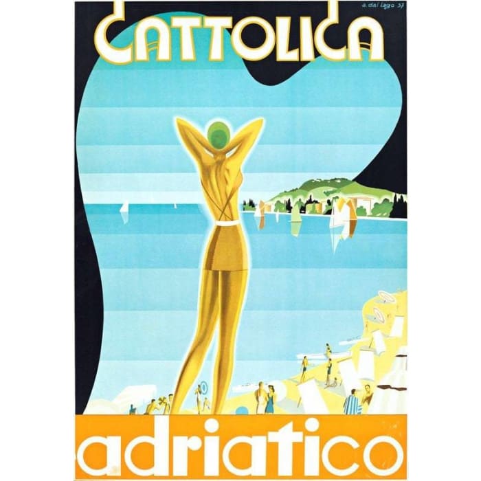 Vintage Cattolica Adriatic Coast Italian Tourism Poster 