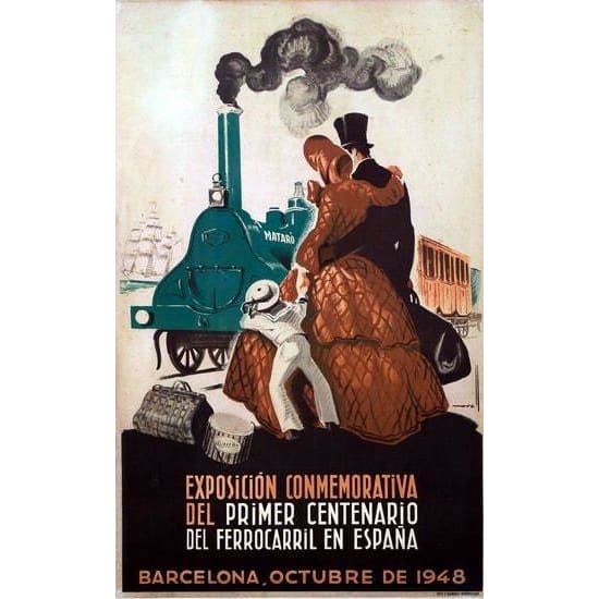 Vintage Centenary of Spanish Railways Poster A3 Print - A3 -
