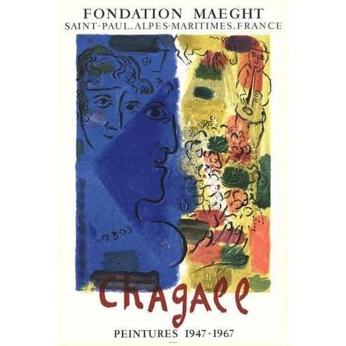 Vintage Chagall 1967 Fondation Maeght Art Exhibition Poster 