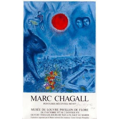 Vintage Chagall 1977 Louvre Art Exhibition Poster A3/A4 
