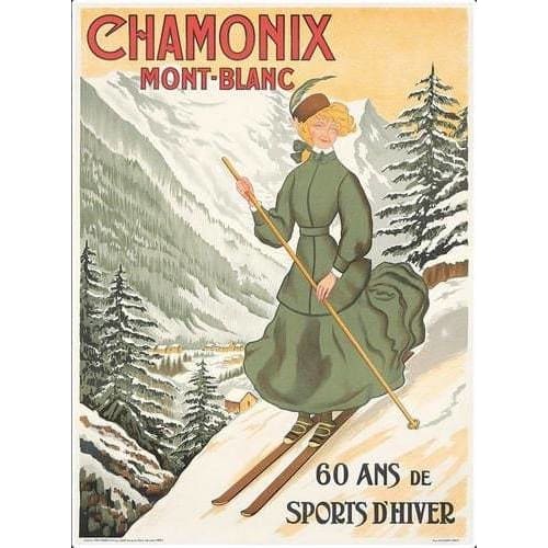 Vintage Chamonix Skiing Tourism Poster Print A3 - A3 - 