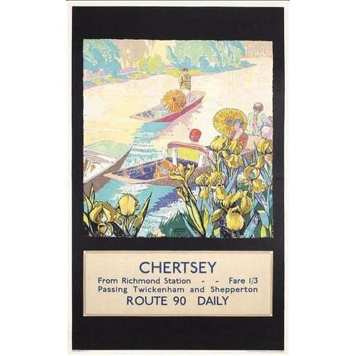 Vintage Chertsey Surrey UK Tourism Poster Print A3 - A3 - 