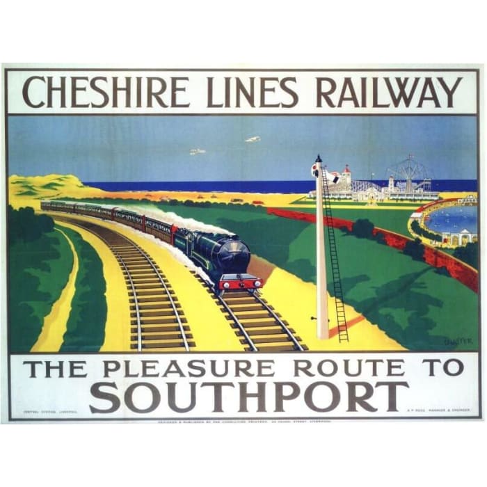 Vintage Cheshire Line Southport Railway Poster A4/A3/A2/A1 