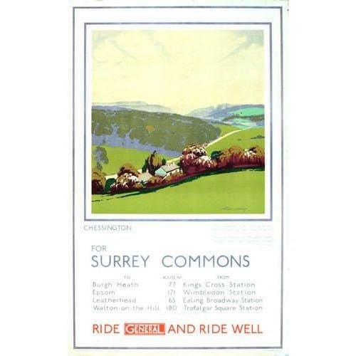 Vintage Chessington Surrey Commons Local Bus Poster A3 Print