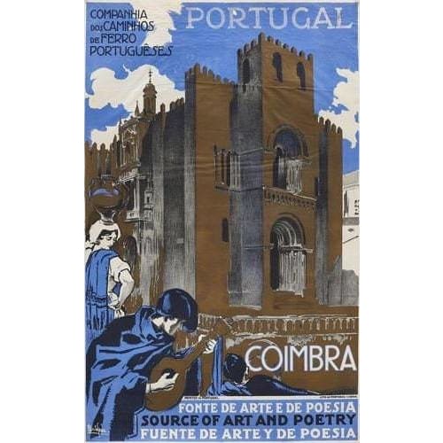 Vintage Coimbra Portugal Tourism Poster A3/A4 Print - 