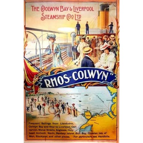 Vintage Colwyn Bay Liverpool Ferries Poster Print A3 - A3 - 