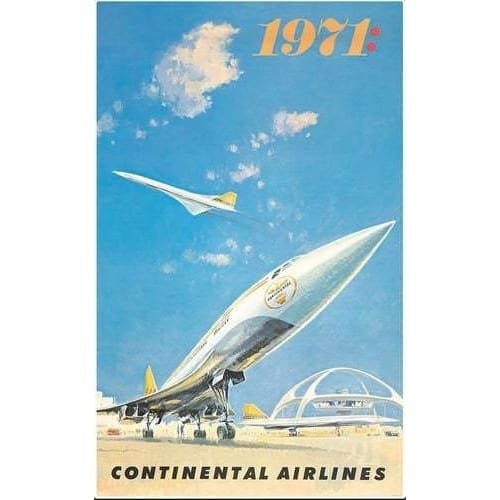 Vintage Continental Airlines Concorde Advertising Poster 