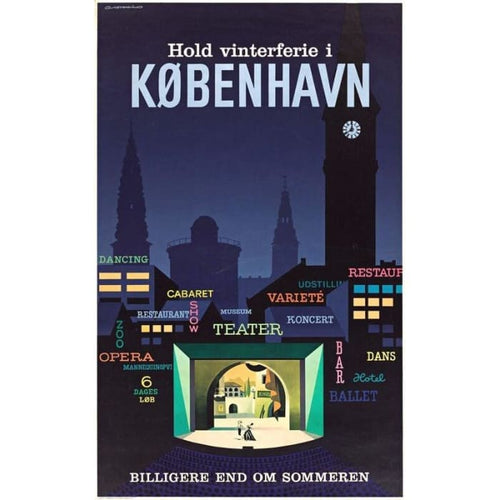Vintage Copenhagen Denmark Tourism Poster Print A3/A4 - 