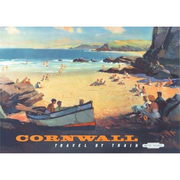 Vintage Cornwall Travel By Train British Rail Railway Poster