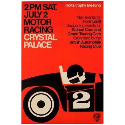 Vintage Crystal Palace Holts Trophy Motor Racing Poster A3 