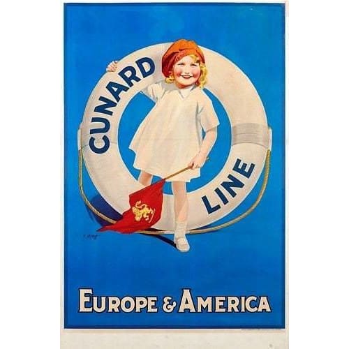Vintage Cunard Europe America Shipping Line Poster 2 A3/A4 