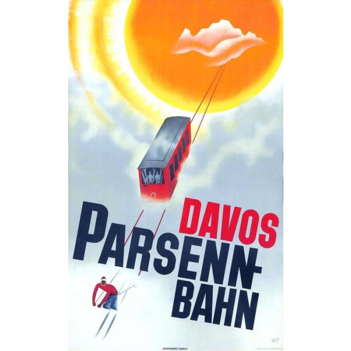 Vintage Davos Parsenn Bahn Tourism Poster Print A3/A4 - 