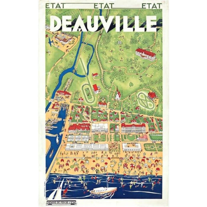 Vintage Deauville France Tourism Poster Print A3/A4 - 