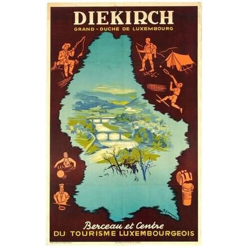 Vintage Diekirch Luxembourg Tourism Poster A3/A4 Print - 