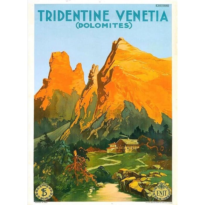 Vintage Dolomites Italy Tourism Poster Print A3/A4 - Posters