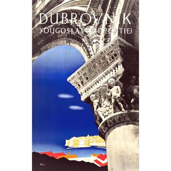 Vintage Dubrovnik Yugoslavia Croatia Tourism Poster Print 