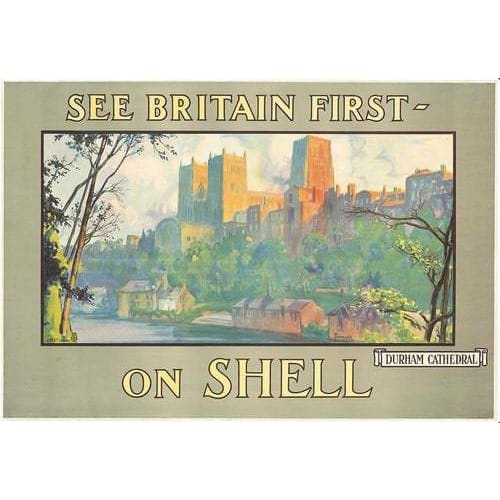 Vintage Durham Cathedral Shell Advertising Poster Print A3 -