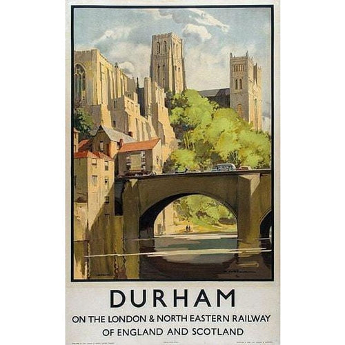 Vintage Durham on the LNER Railway Poster A3 Print - A3 - 