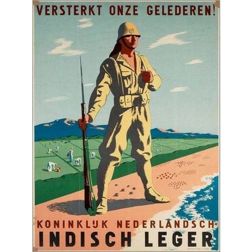 Vintage Dutch East Indies Colonial Army Poster Print A3 - A3