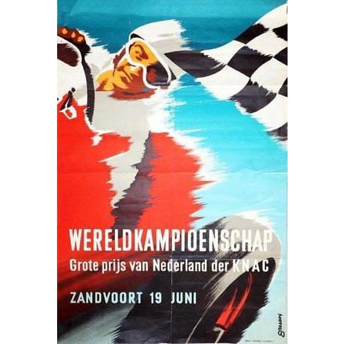 Vintage Dutch Grand Prix Motor Racing Poster A3 Print - A3 -