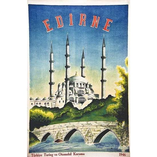 Vintage Edirne Turkey Tourism Poster A3 Print - A3 - Posters