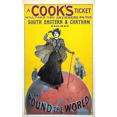 Vintage Edwardian Thomas Cook Travel Advertisement Poster 