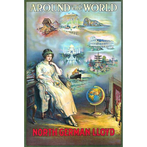 Vintage Edwardian World Cruise Tourism Poster Print A3/A4 - 