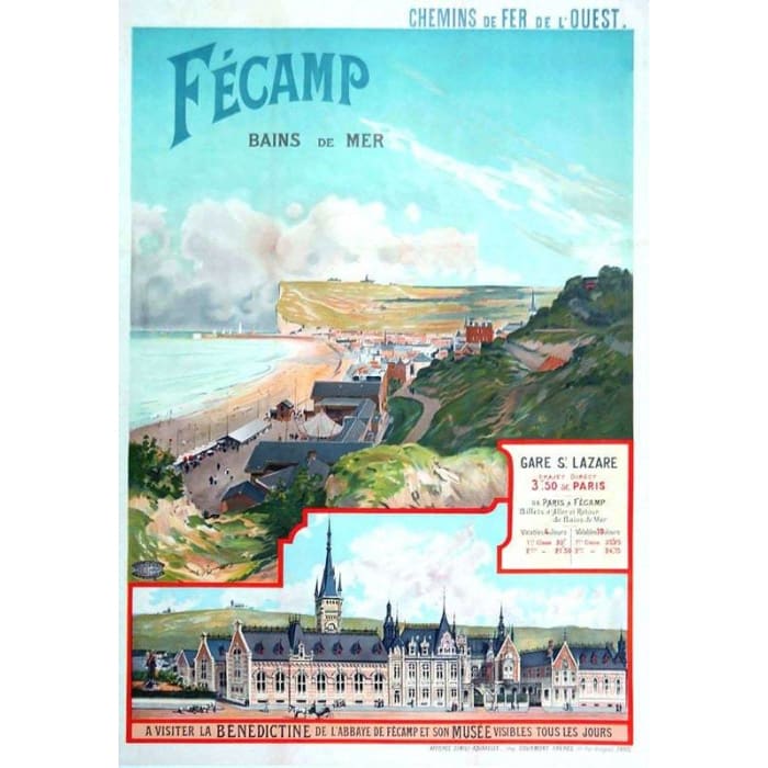 Vintage Fecamp France Tourism Poster Print A3/A4 - Posters 