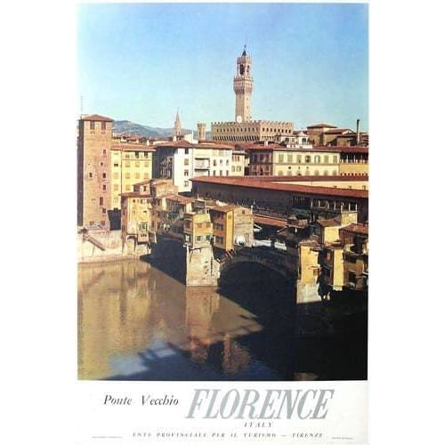 Vintage Florence Firenze Ponte Vecchio Italian Tourism 
