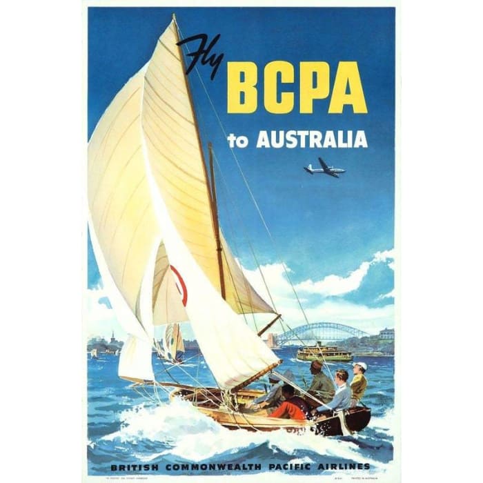 Vintage Fly BCPA To Australia Airline Print A3/A4 - Posters 