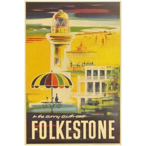 Vintage Folkestone Kent UK Tourism Poster Print A3 - A3 - 