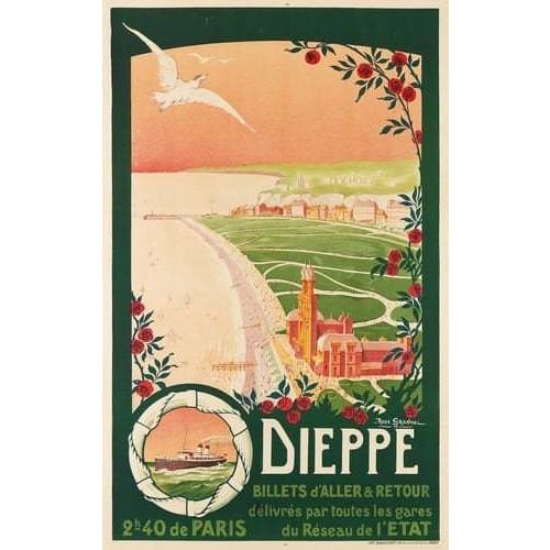 Vintage French Dieppe Tourism Poster Print A3 - A3 - Posters