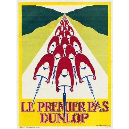 Vintage French Dunlop Bicycle Tyres Advertisement Poster 